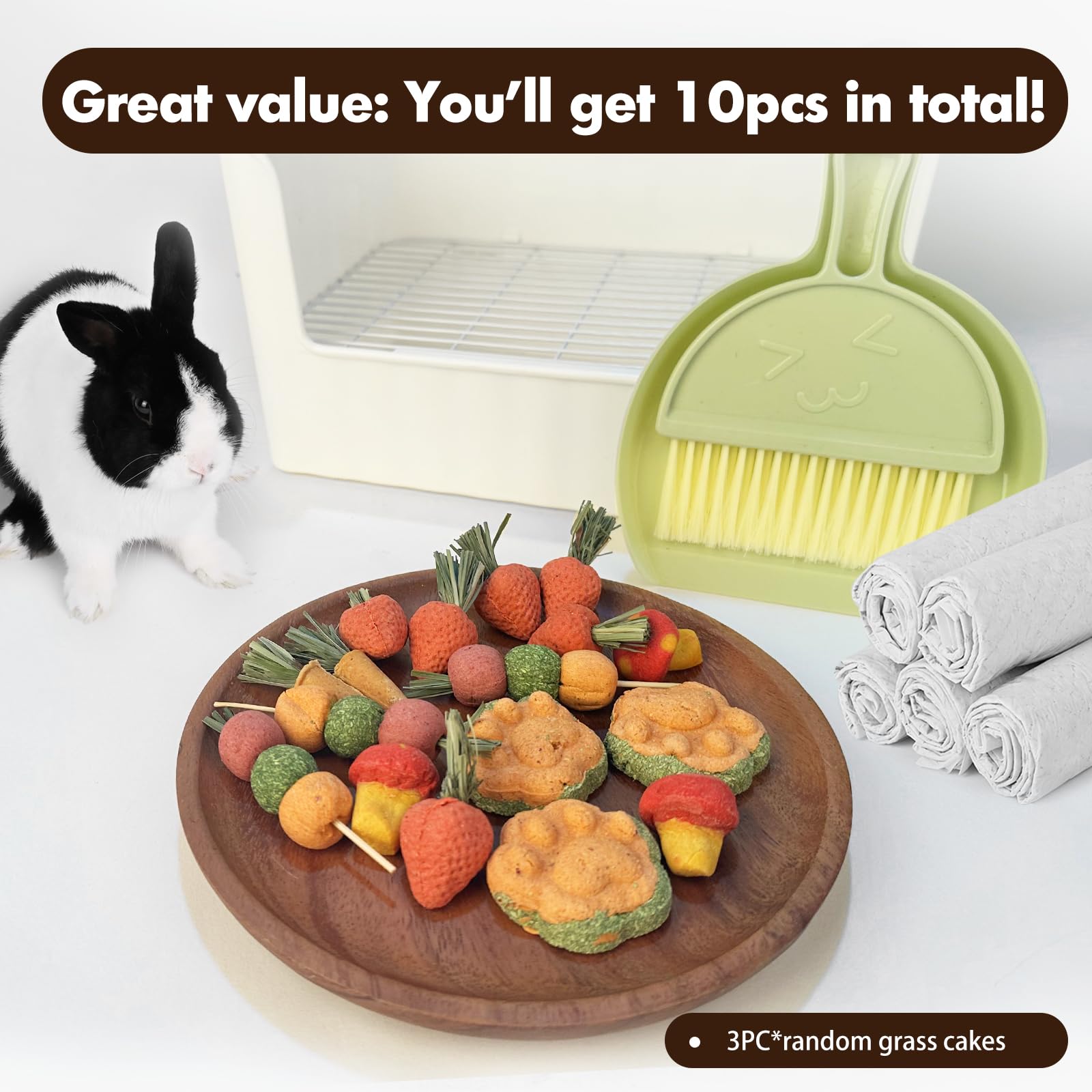 Large Rabbit Litter Box Bunny Potty Training Corner Litter Pan Comes with Liners Rabbit Pee Pads, Small Animal Bedding Toilet for Guinea Pig, Ferret, Hamster, Bunnies (White) - image 5