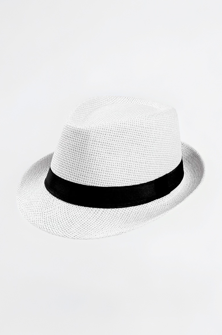 Fashionable Fedora Round Straw Hat for Men (White)
