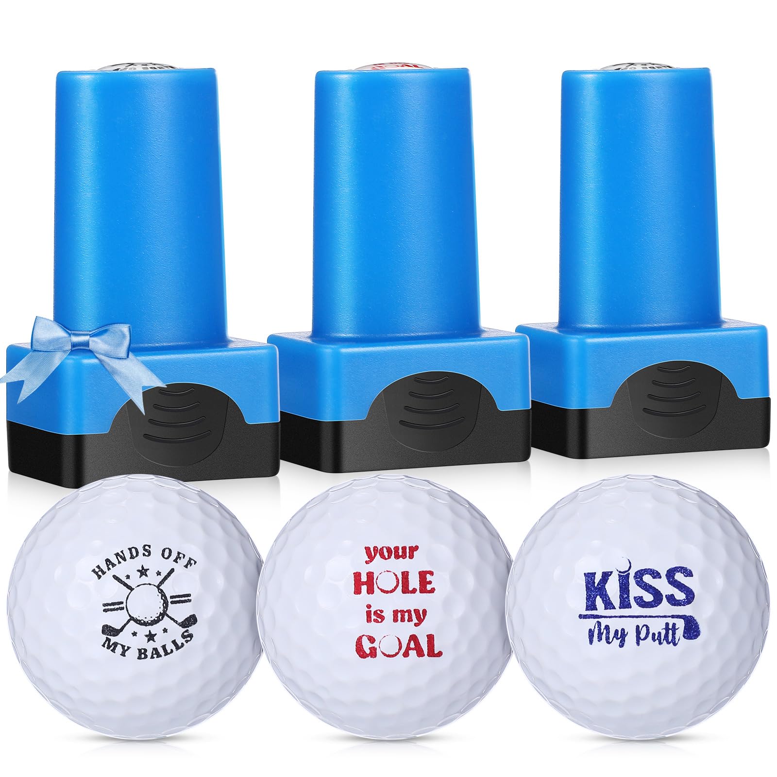Moinchore 3 Pack Golf Ball Stamp Self-Inking Golf Ball Stamp Markers Reusable Golf Ball Marking Tool to Identify Golf Balls for Golfer Gift Golfing Accessories