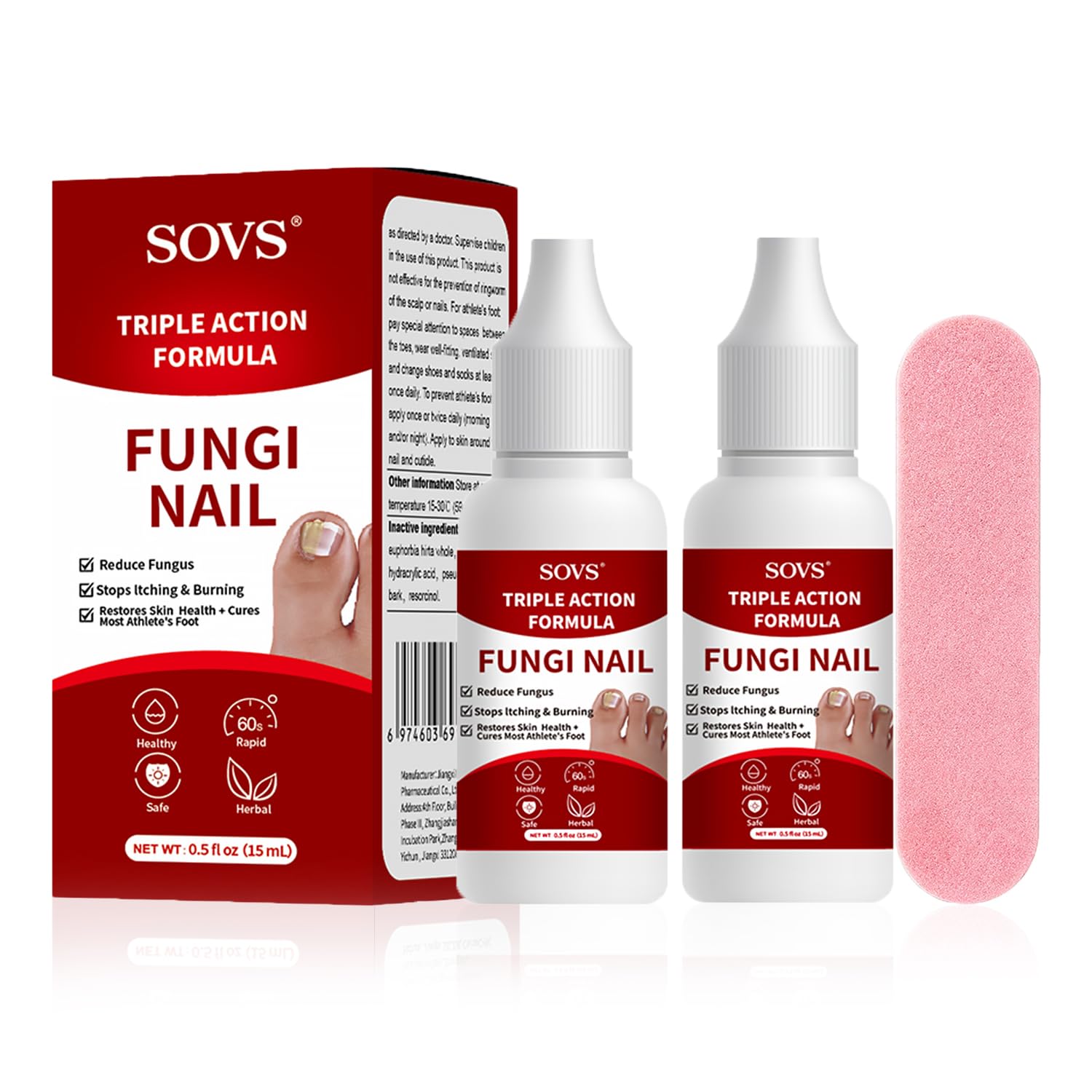 Fungi Nail Toenail Treatment,Gentle Formula, Effectively Improves Nails for a More Beautiful Appearance (2Pcs, 1 oz)