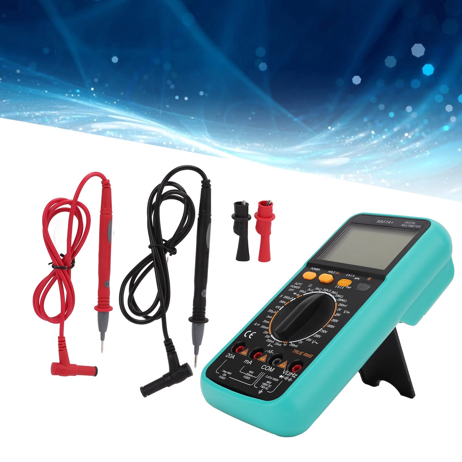 Multimetro Digitale Tester di Tensione e Corrente Portatile Ad Alta Precisione per Elettricisti con Allarme Acustico e Luminoso ABS