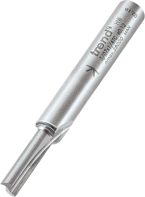 Trend Professional 1/4" Shank Straight Router Cutter Bit- Ref: 3/07X1/4TC; Diameter 4mm; Cutting Length 15.9mm; Tungsten Carbide Tipped