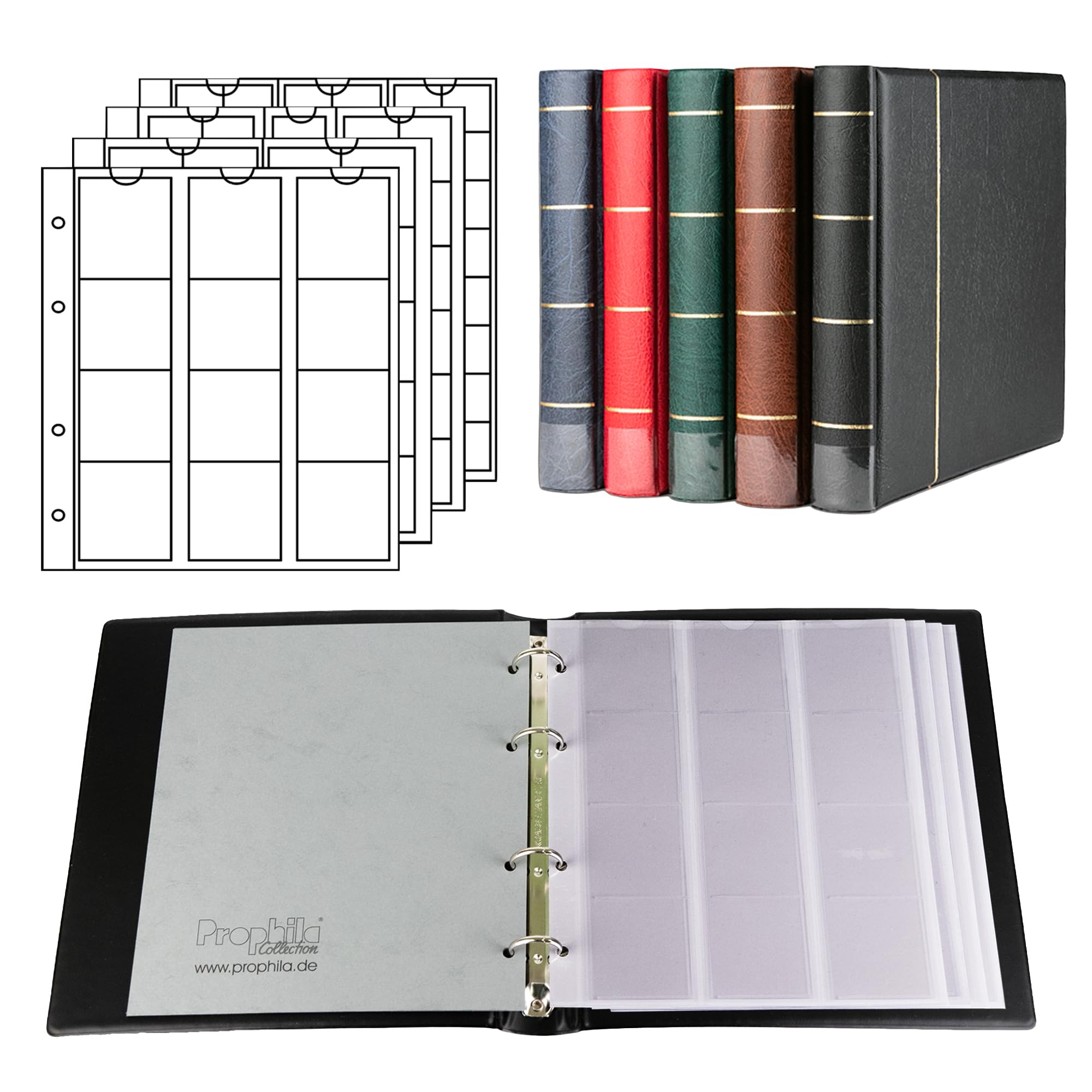 Prophila Collection Album na monety z 4 koszulkami na 110 monet czarny
