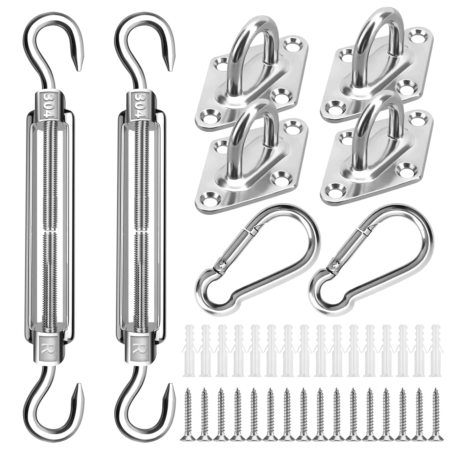 JAMATA Awning Mounting Set Accessories, Premium 304 Stainless Steel Awning Accessories Assembly Set, Awnings Mounting Assembly for Secure Mounting of Square and Triangular Sun Sails