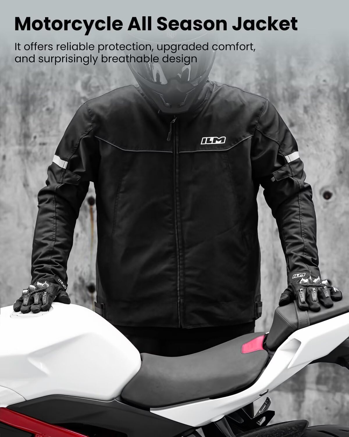 ILM Motorcycle Jacket with CE Armor Detachable Waterproof Liner Dual Sport All Season Riding for Men JF3