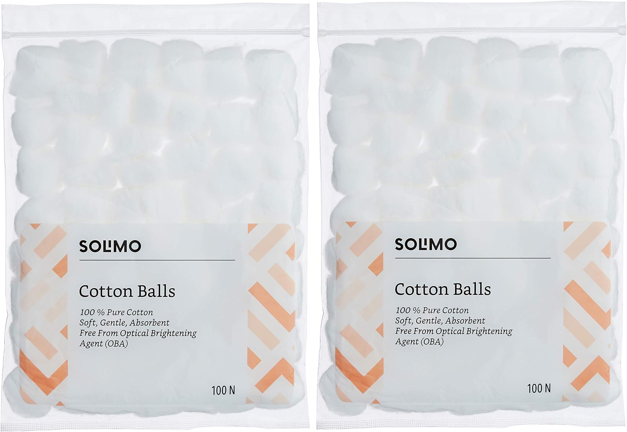 Amazon Brand - Solimo Cotton Balls - 100 Units (Pack of 2)