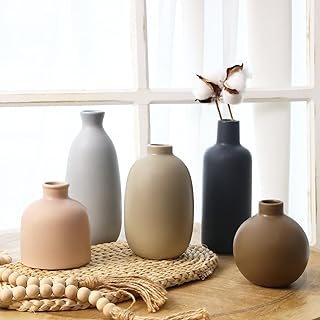 CUCUMI Ceramic Vase Set of 5, Home Decor Farmhouse Décor Handmade Potter...