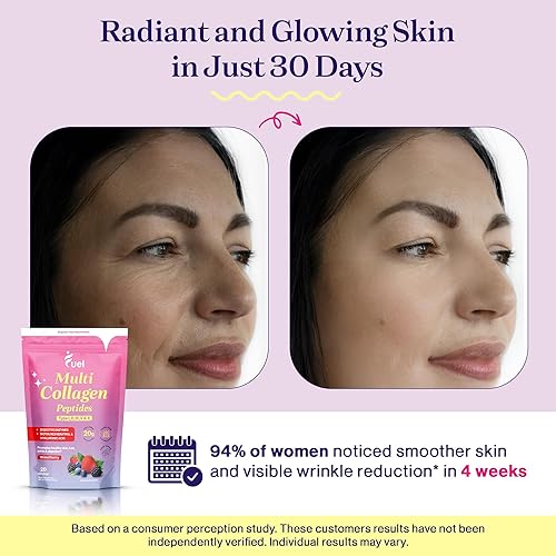 Miniatura 3 de Fuel Polvo de péptidos de colágeno múltiple 0.71 onzas de colágeno hidrolizado I, II, III, V y X para el cabello, la piel, las uñas y las