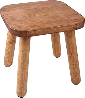 9.3 Inch Wooden Step Stool for Adults and Toddlers, Portable & Sturdy, Plant Stool with Four Detachable and Assembled Legs for Playroom, Kitchen, Bedroom, Bathtub-Walnut