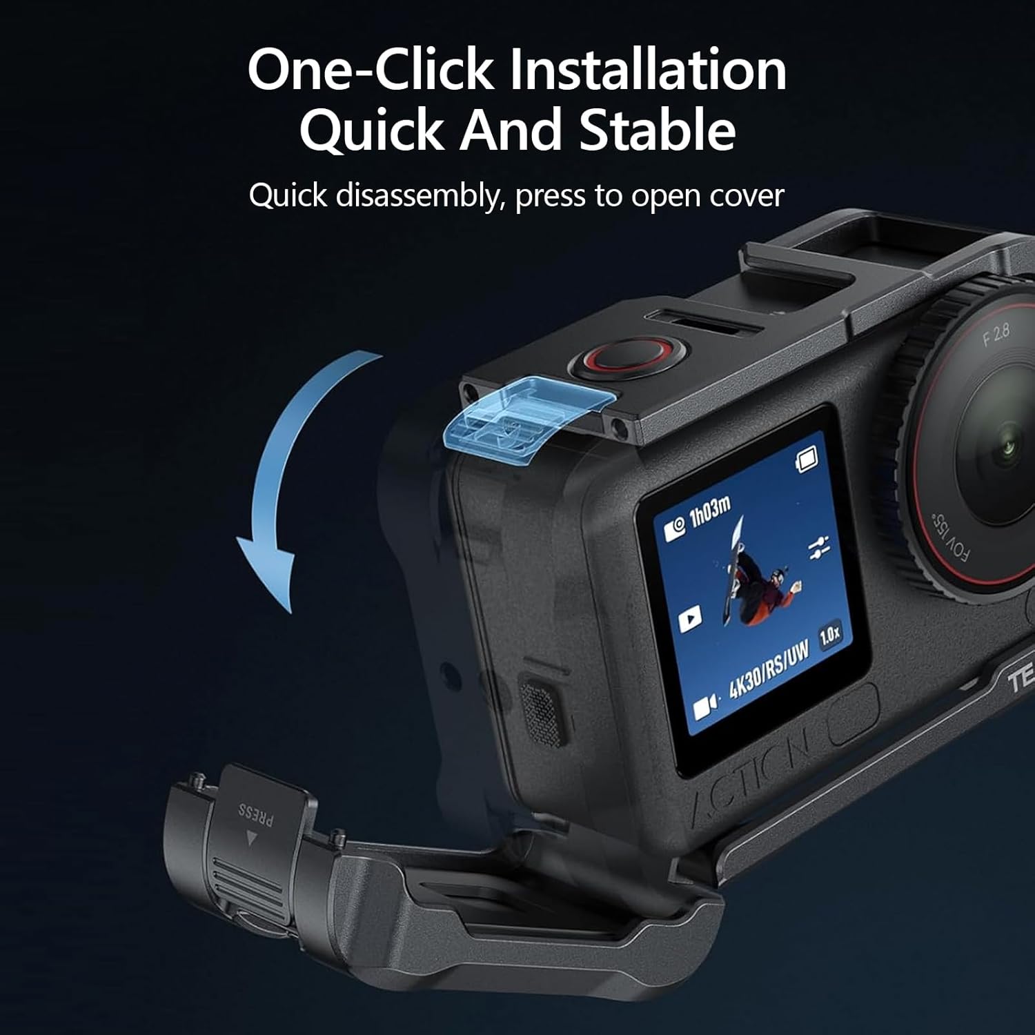 Action 6 Camera Cage for DJI Osmo Action 6, Aluminum Case Camera Cage Protective Case Frame with Silicone Lens Cap, Cold Shoe & 1/4" Threads Adapter, Aluminum Alloy Quick Release Mount Accessories