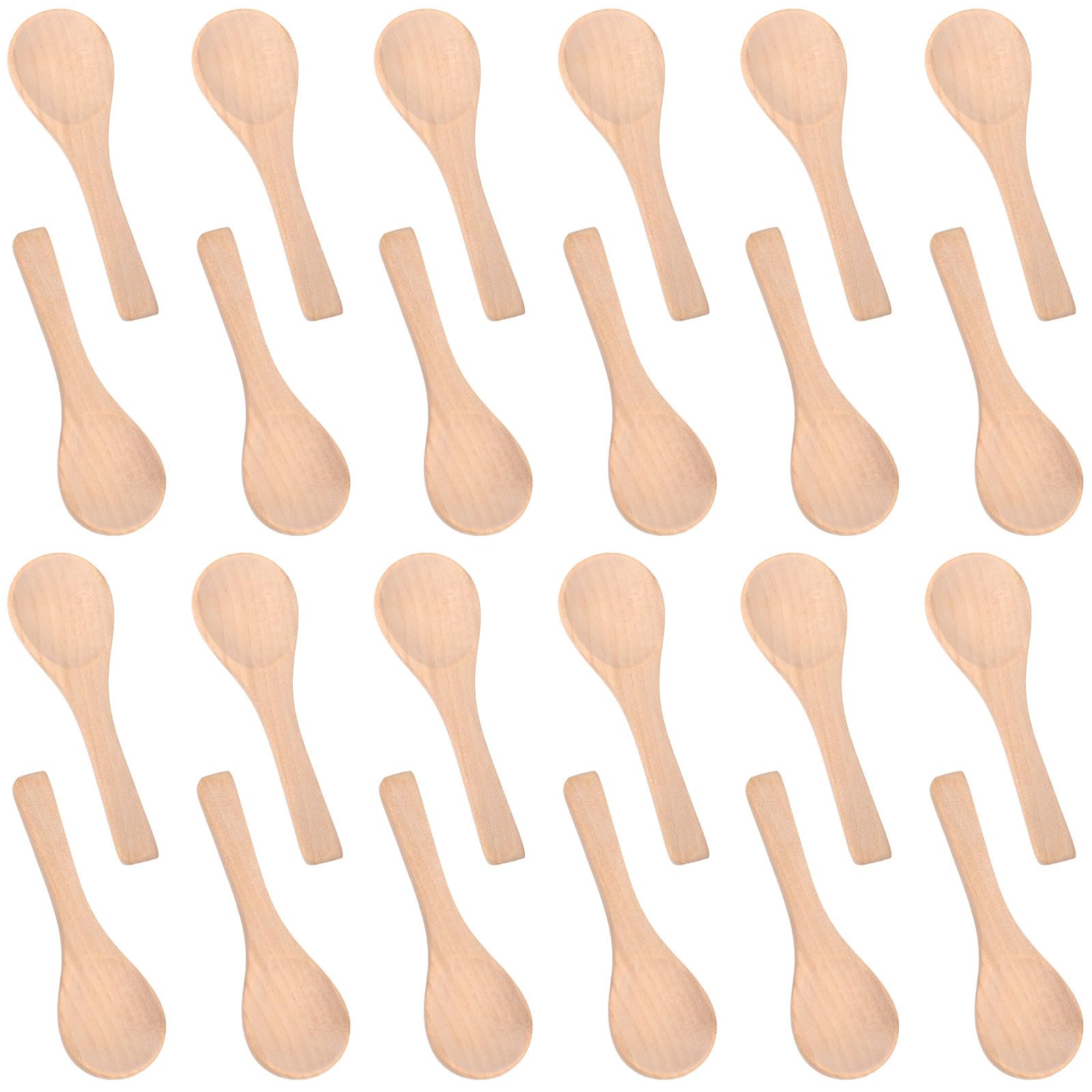 Boao 24 Pcs Small Wooden Spoons, 3.5'' L Mini Spoon for Honey, Sugar, Salt