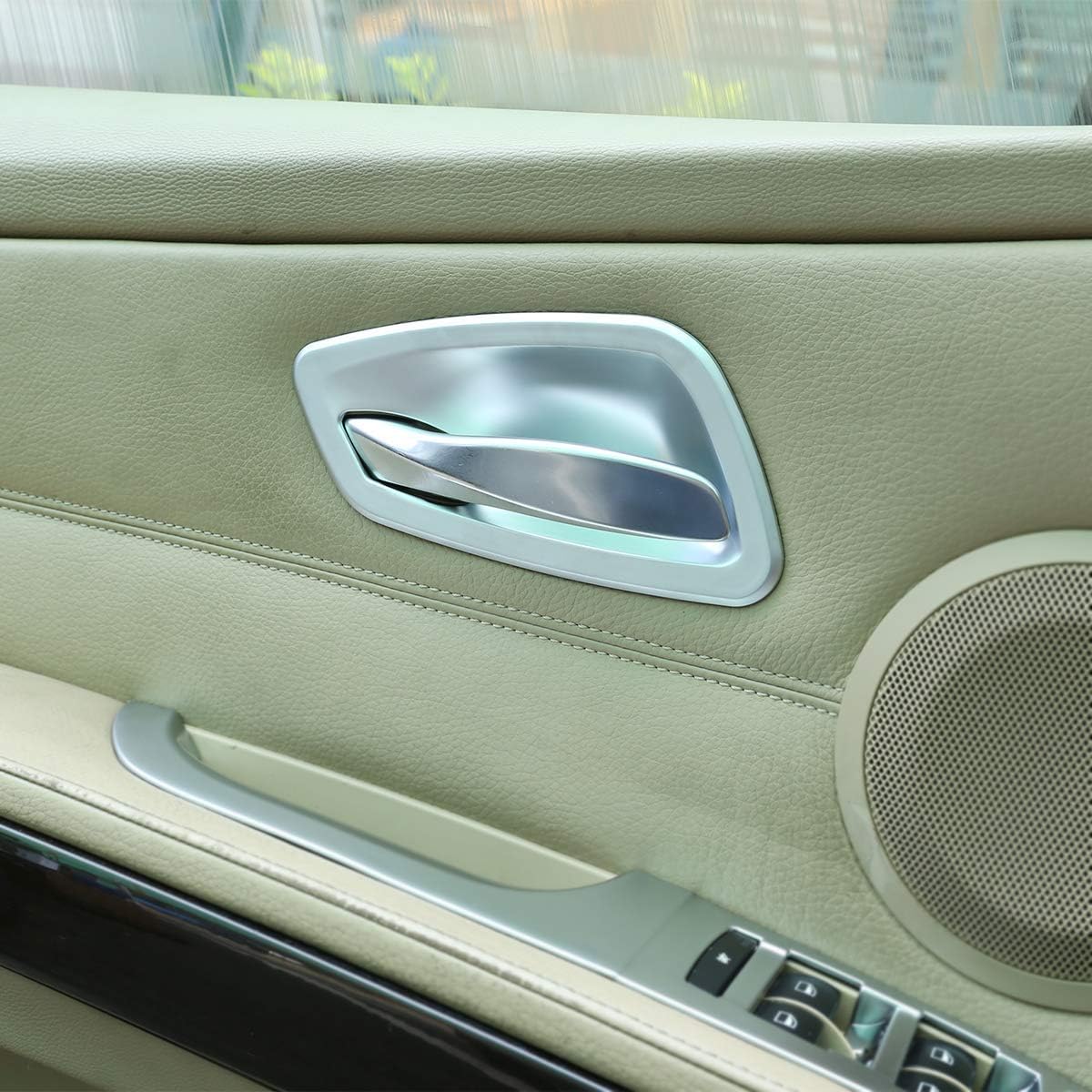 Car Accessories ABS Chrome Interior Door Bowl Cover Trim 4pcs for BMW E90 3 Series 2005-2012 (Silver)