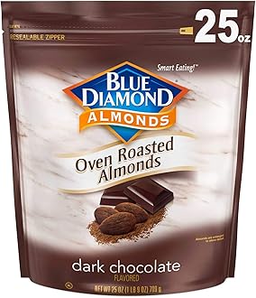 Blue Diamond Almonds, Oven Roasted Dark Chocolate Flavored Snack Nuts, Plant-Based Protein and Fiber, Perfect for Events, Holidays, Parties, and Lunch, Guilt-Free Snacking with Real Cocoa, 25 Oz Resealable Bag (Pack of 1)