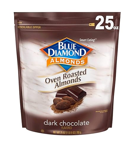 Blue Diamond Almonds Oven Roasted Dark Chocolate Flavored Snack Nuts, 25 Oz Resealable Bag (Pack of 1) - Dark Chocolate - 25 Ounce (Pack of 1)