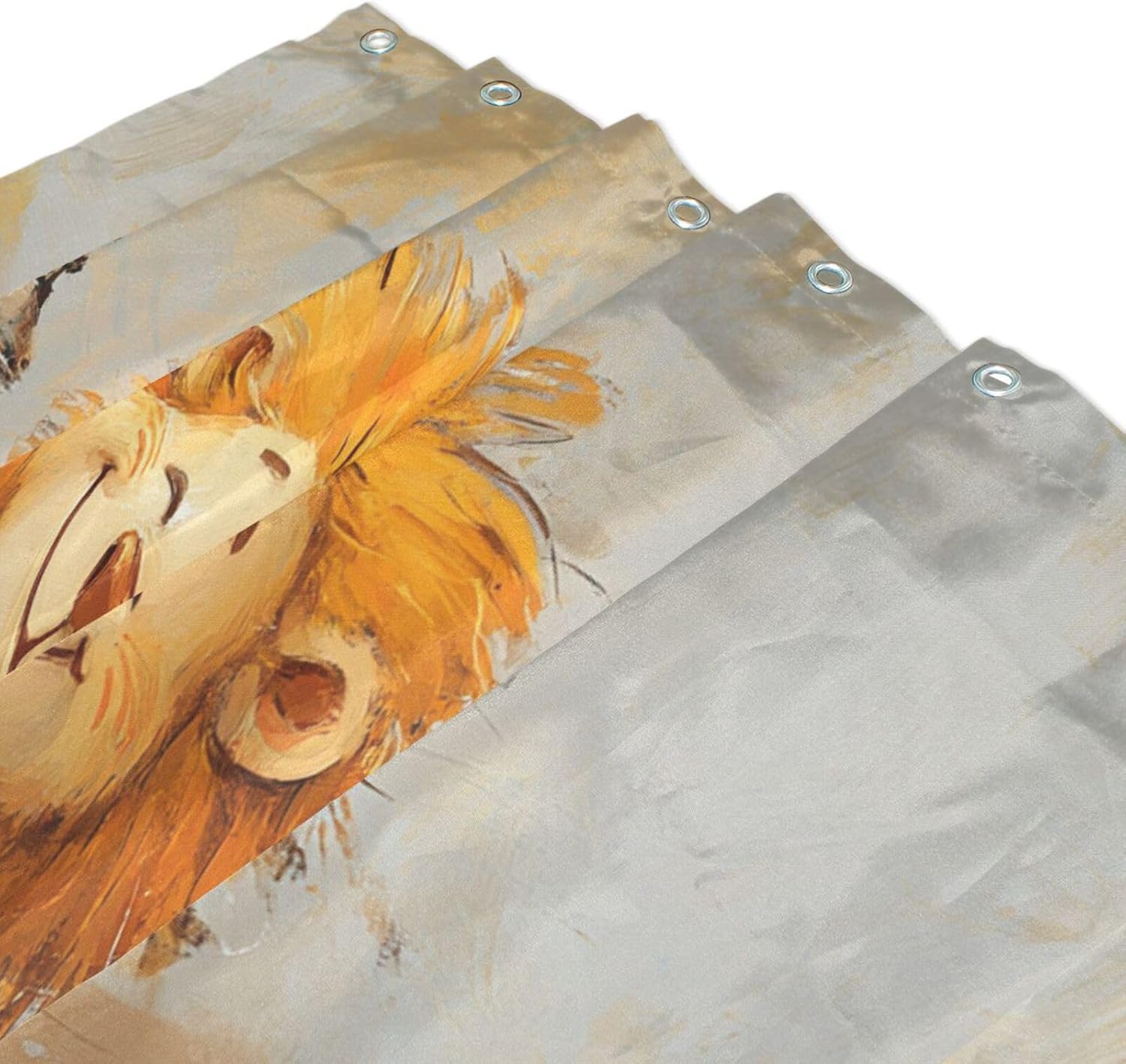 72x72 Inch Shower Waterproof Bath Curtain with Curtain Fabric Washable Simple Liner for Bath Cartoon Lion Vintage Bathtub