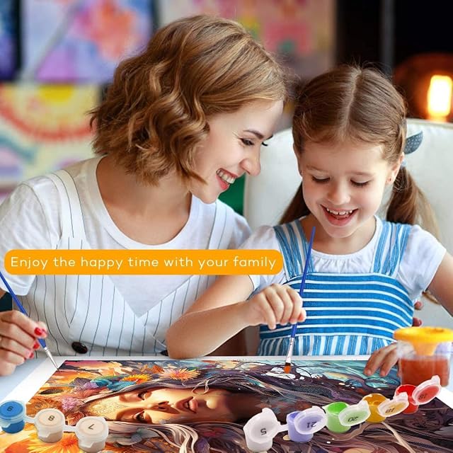 Foto 3 de 7 de TANGFEIY Kit de pintura al óleo sobre lienzo, diseño de mujer de las flores, pintura por números