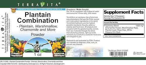 Miniatura 3 de Polvo combinado de plátano - Plaintain, malvavisco, manzanilla y más (1 oz, ZIN 512585)