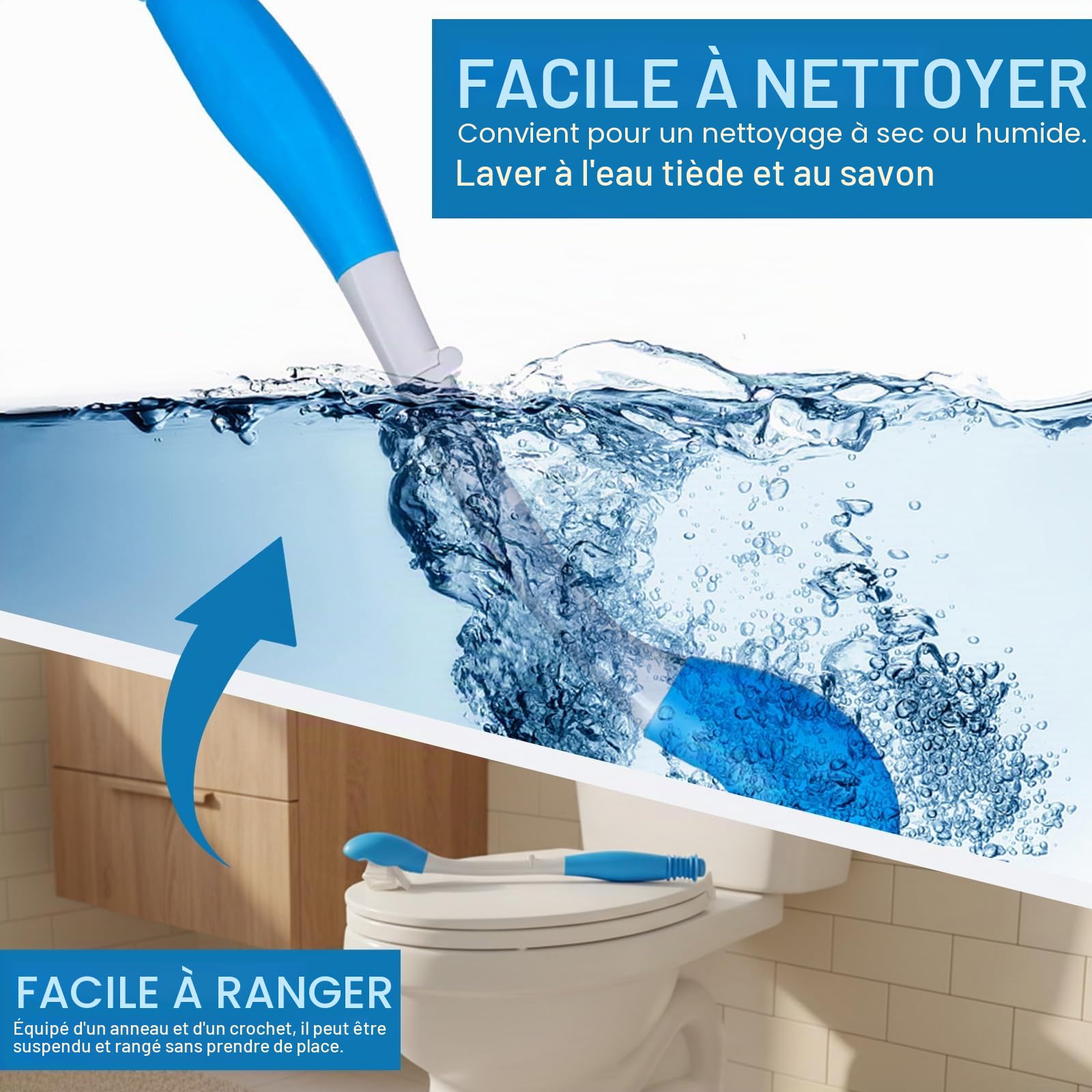 Porte-outils pour toilettes, lingette confortable à bras long, aide au nettoyage et auto-assistance pour le bain dans la vie quotidienne