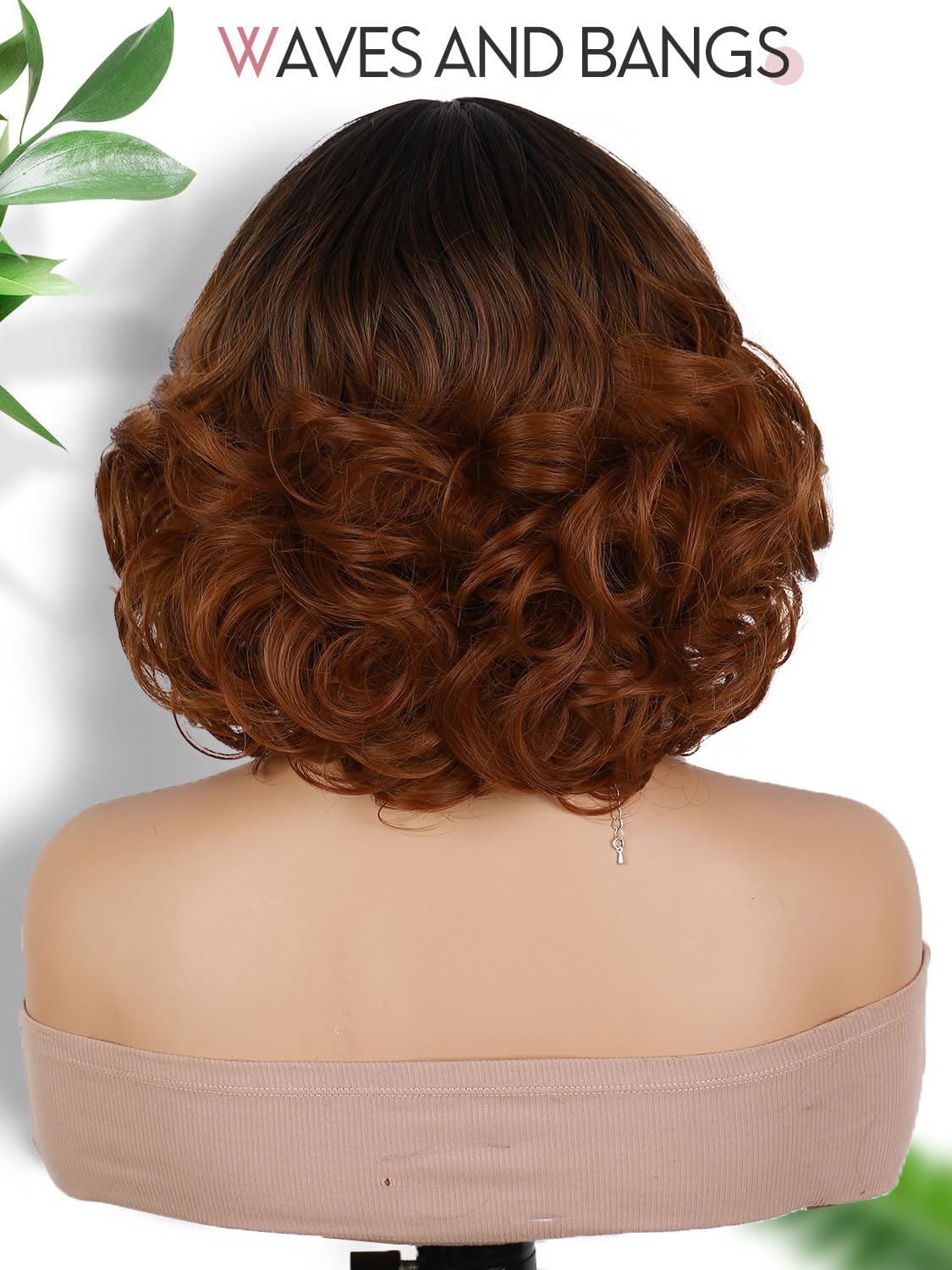 Short Curly Wig with Bangs (Ombre 2#)