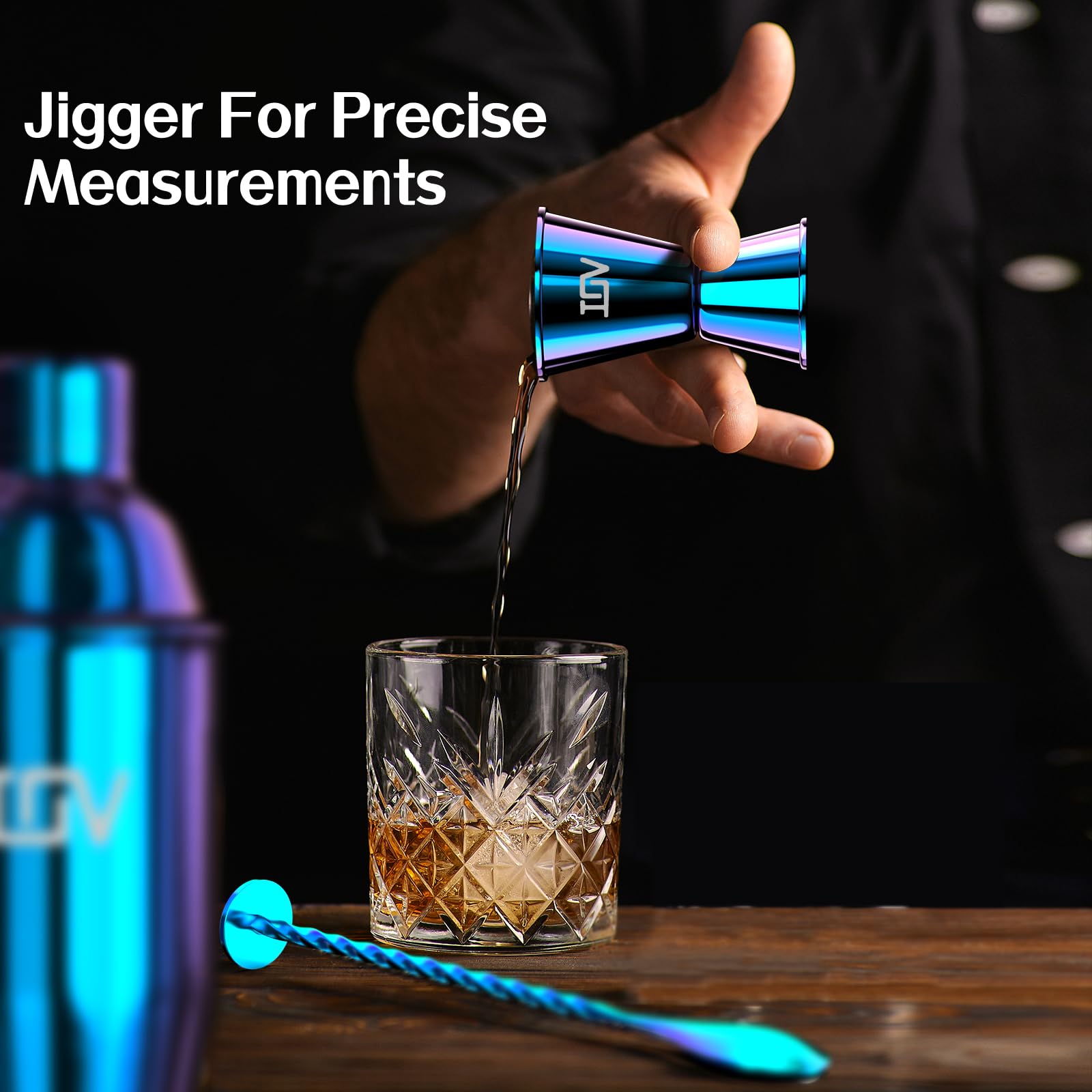 IOV Set di shaker da cocktail da 680,4 g, shaker Martini con filtro integrato, kit di strumenti da bar con libretto di ricette, shaker professionale in acciaio inox grande per barista margarita, mixer