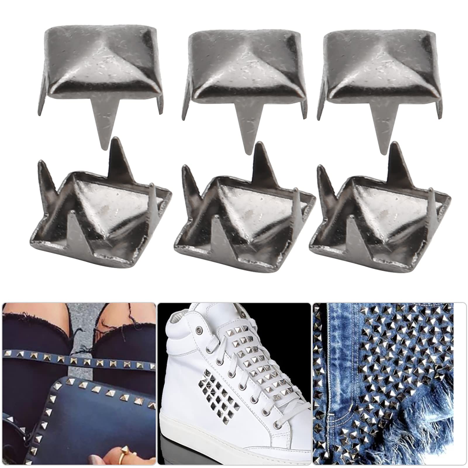 400 Rivetti A Punta In Ottone Per Artigianato Pelle – 4mm, Argento, Per Abbigliamento Punk E Accessori Fai-da-Te