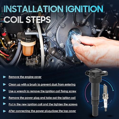 Miniatura 7 de Paquete de 4 bobinas de encendido con 4 bujías de iridio compatibles con Hyundai Elantra Coupe GT Tuscon Kia Forte Koup Soul 1.8L 2.0L, reemplazo