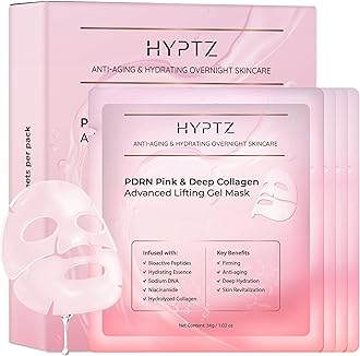 Salmon DNA PDRN Collagen Face Mask – Korean Face Mask for Glass Skin – Collagen Face Masks Skincare Overnight Hydrogel – Firming, Hydrating Face Masks, Pink Collagen Mask 4-Pack