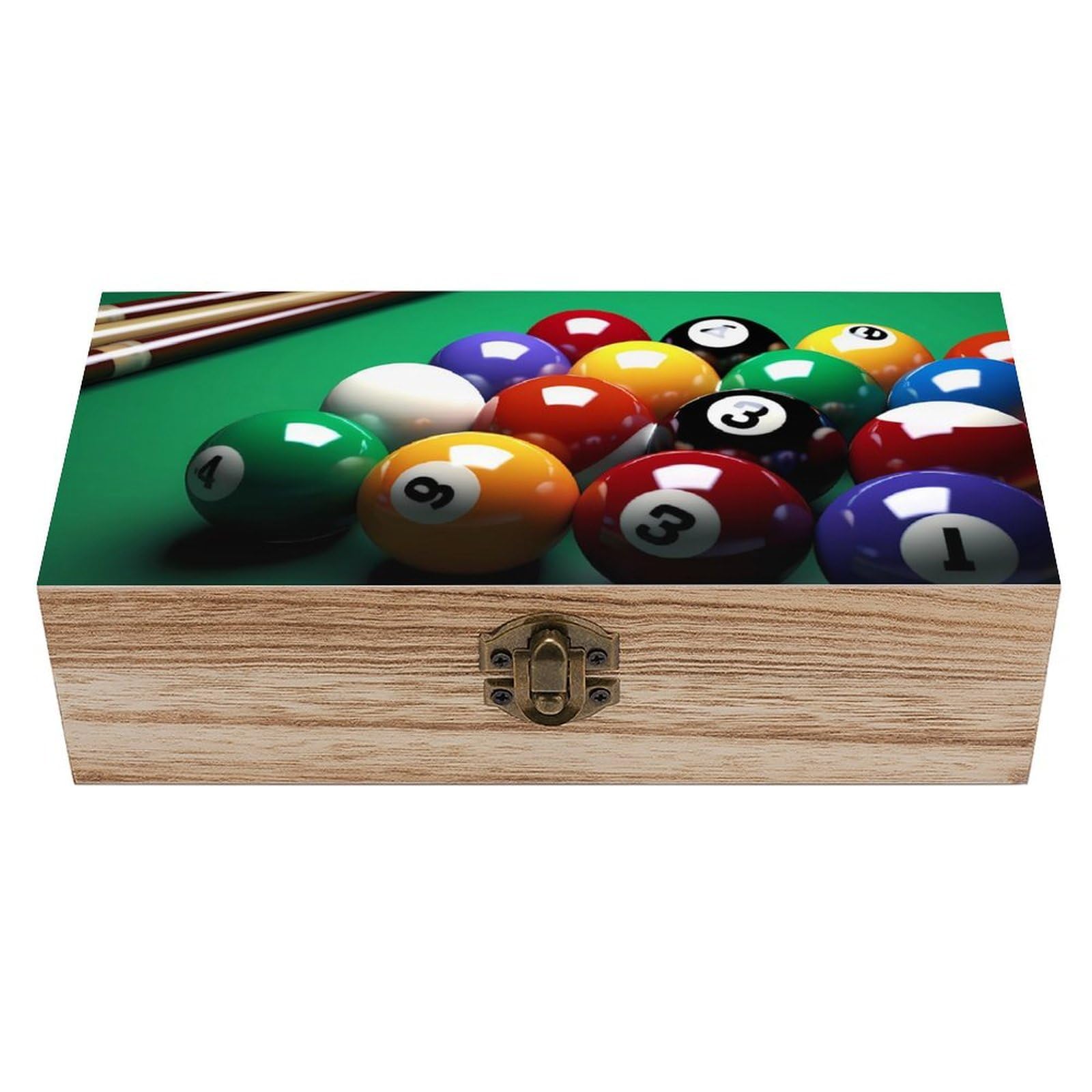 QMKFWT Wooden Jewelry Box Beautifully Keepsake Box Trinket Box Keepsake Storage Organizer Billiards Handmade Wooden Box for Storing Jewelry, Coins, Tartot Cards, Small Treasures