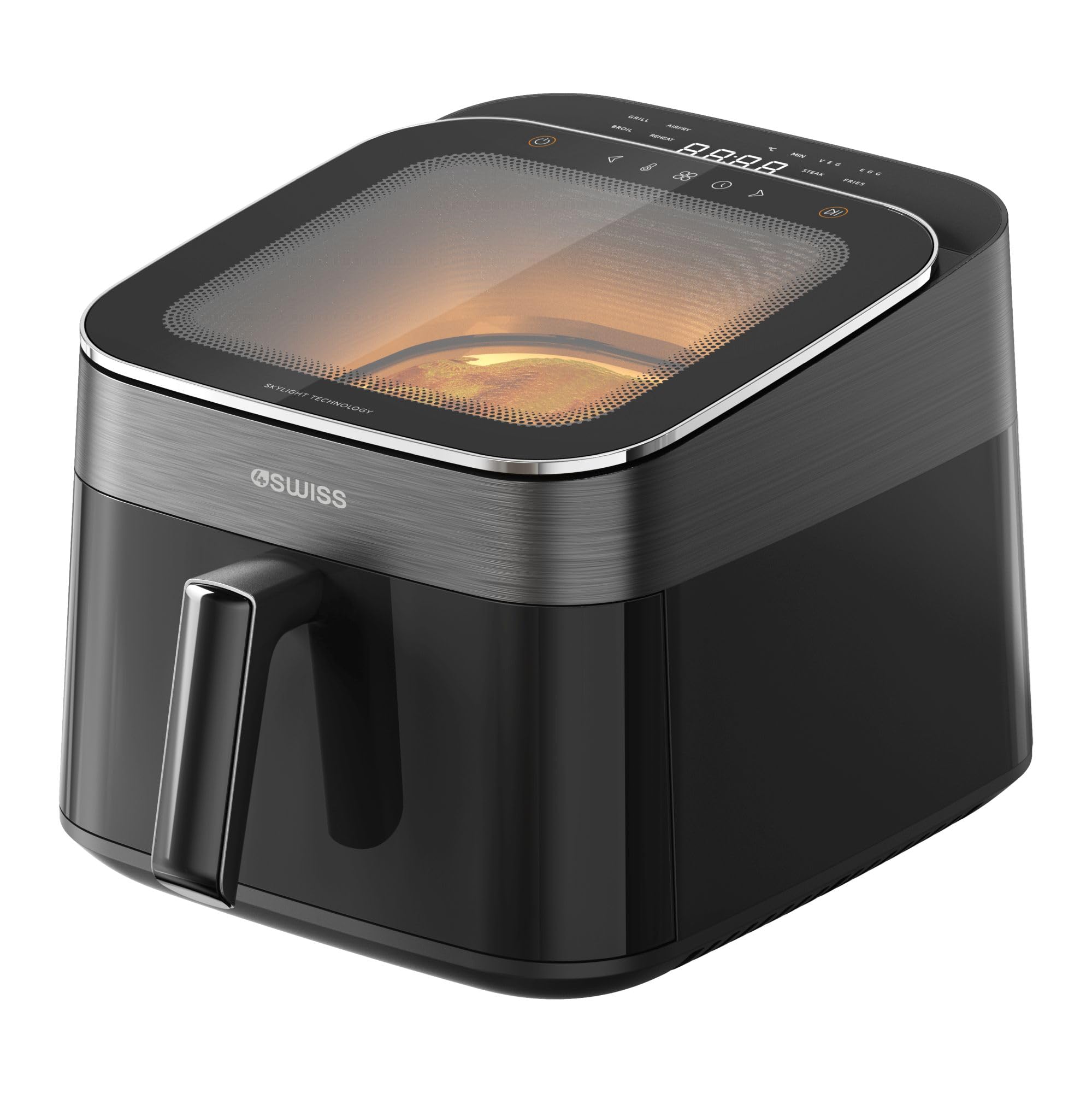 4SWISS Frytkownica Beztłuszczowa 6,5L z Okienkiem, Air Fryer XL 1700W, 12 Programów, Nagrzewanie 180°C w 1,44min, Łatwy w Czyszczeniu, Energooszczędny (ABB-025 Skylight)