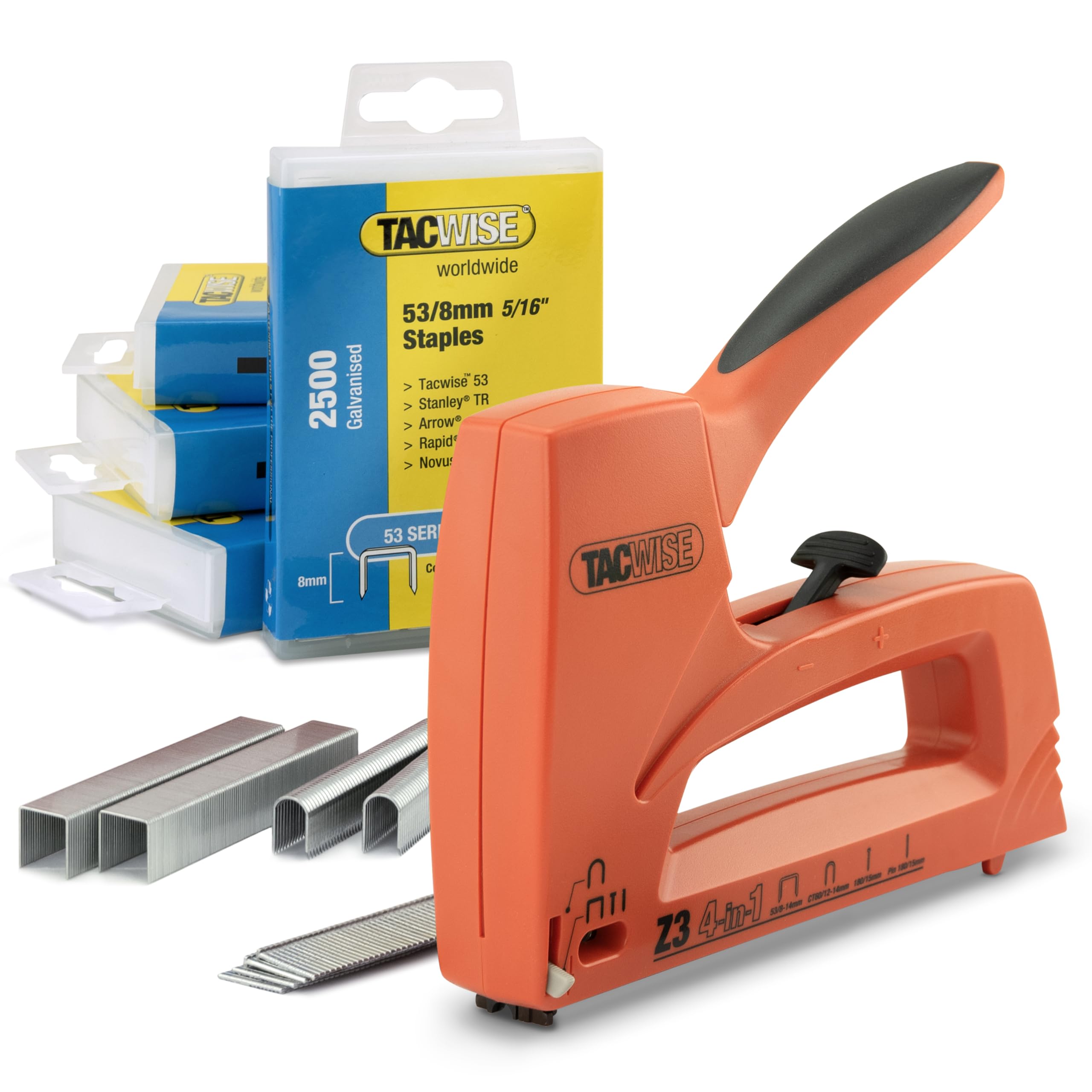 Tacwise 1788 Z3 4-IN-1 Professional Staple/Nail Gun with 10,000 Type 53/8mm Staples, Uses Type 53 and CT-60 Staples and 180 Nails