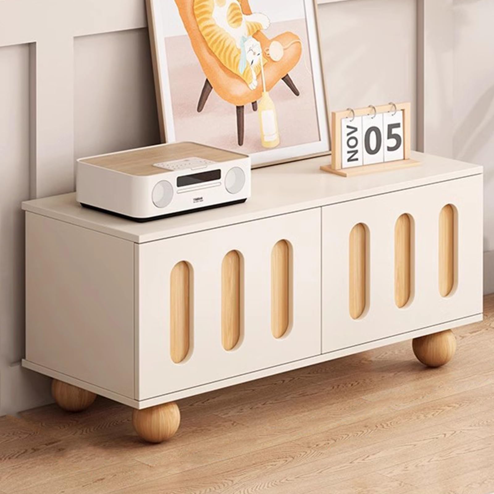 DFGHNBVC Tv Stand, Modern Tv Stand, Tv Entertainment Center, Living Room Tv Stand, Wood Tv Stand, Media Center, Television Stand With Cabinets, For Living Room, Bedroom,Natural-80Cm/32In