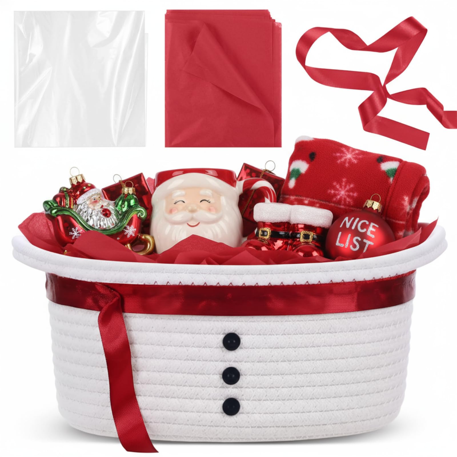 Amazon.com: Zopeal Christmas Woven Basket with Gift Bag, Ribbon
