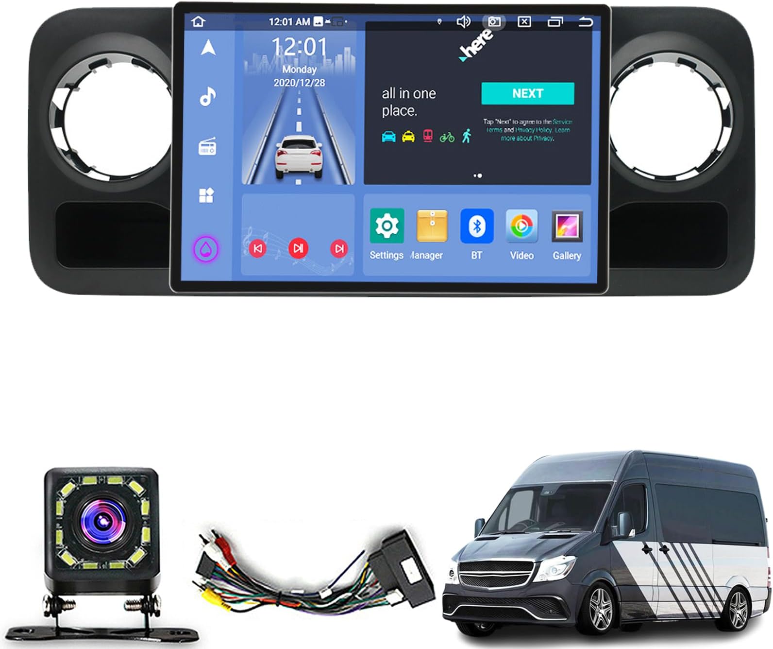 New 13.3 Inch Multi-Function Car Screen, Android 13 Car Radio Stereo for Mercedes-Benz Sprinter (2018-2022), Touch Screen Auto Navigation System, Carplay GPS WiFi Bluetooth FM (Size:8+256G)