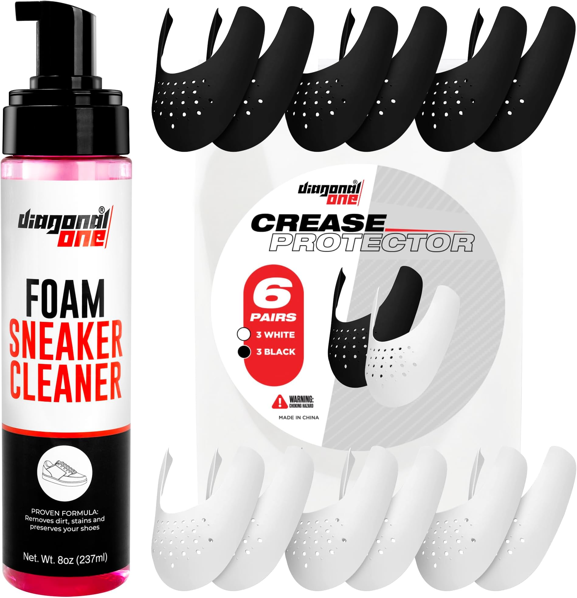 DIAGONAL ONE Crease Protectors + Foam Sneaker Cleaner Bundle