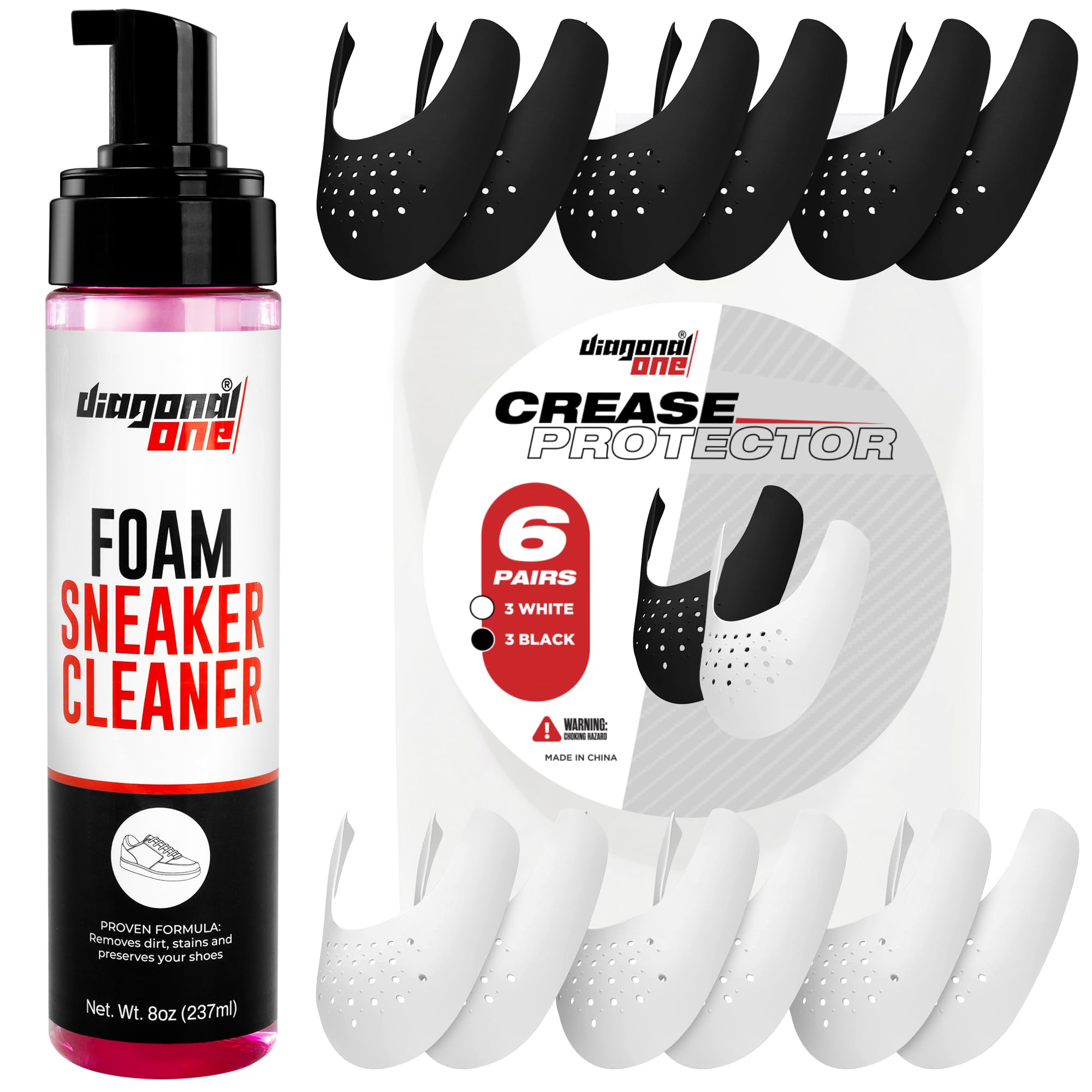 DIAGONAL ONE Crease Protectors + Foam Sneaker Cleaner Bundle