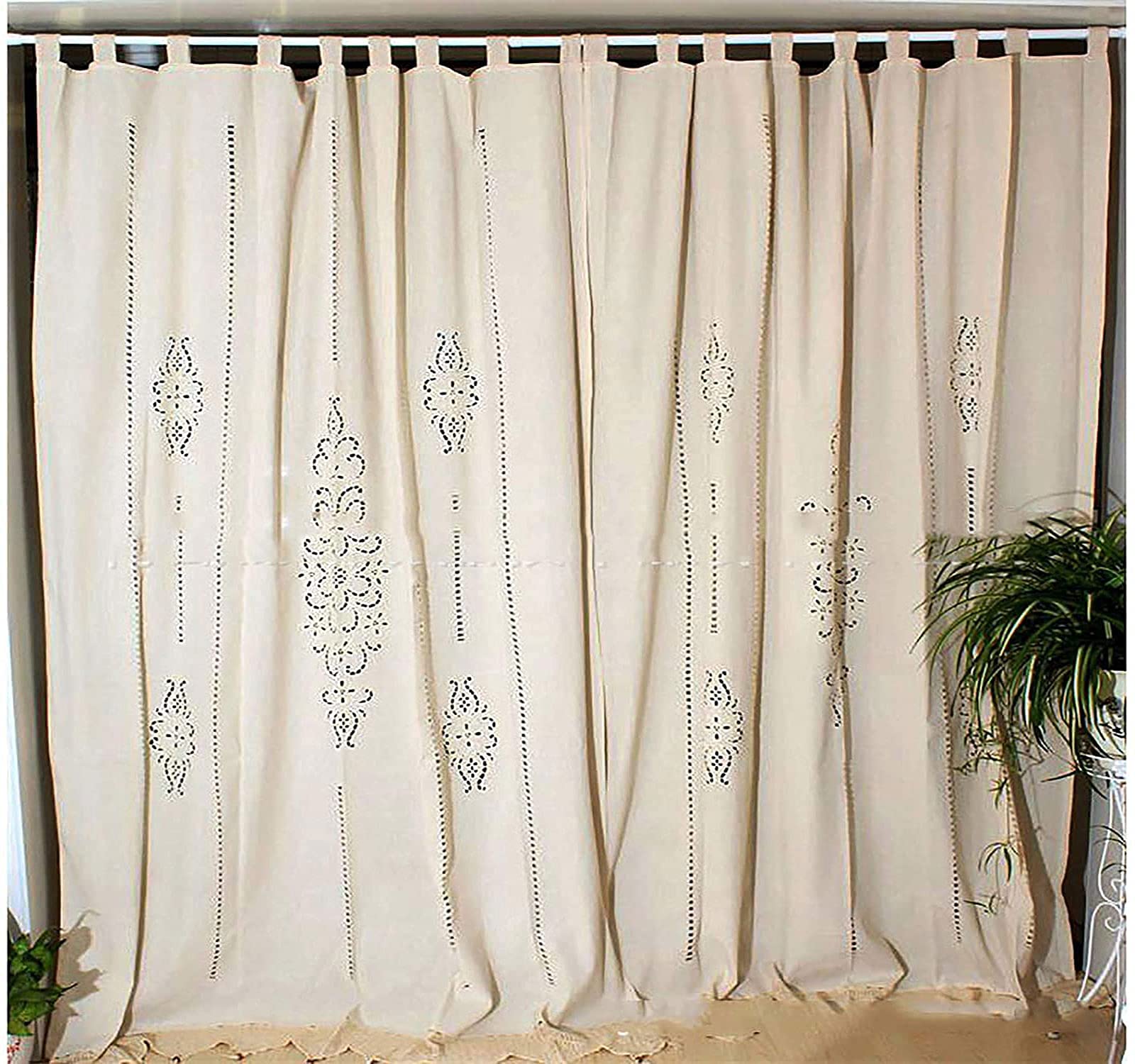 Amazon｜ヴィンテージボヘミアンコットンリネンかぎ針編みのカーテン