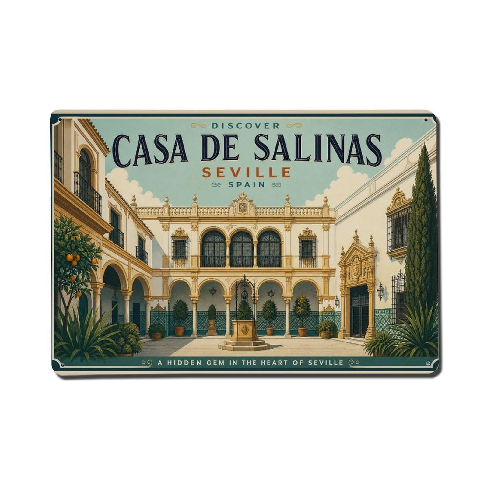 Metal Tin Sign Spain Seville Vintage Travel