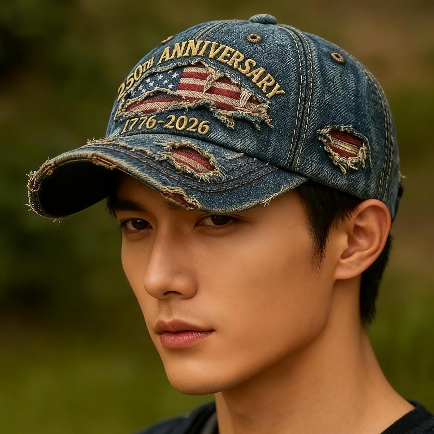 250 Anniversary USA Hat,Patriotic Baseball Cap 1776-2026 - Adjustable USA Retro Denim Baseball Cap - Image 3