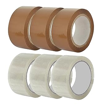 Prockage 2 Inch Cello Tape | Self Adhesive Tapes | 65 Meter Length | High Strength | Combo Tapes | for Packaging, Decorating and DIY (6, Combo - 6 Tapes)