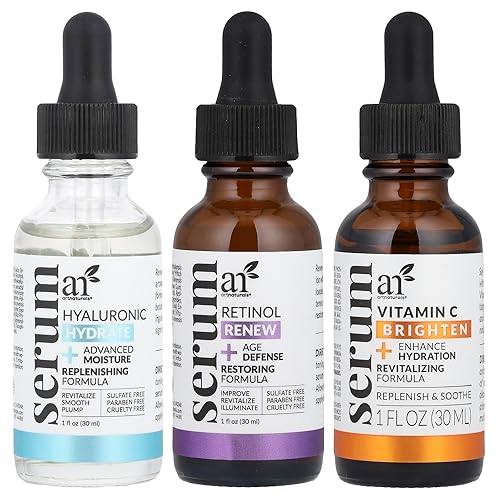 Miniatura 1 de artnaturals Set antienvejecimiento con vitamina C retinol y ácido hialurónico - (3 x 1 fl oz / 1.0 fl oz) suero para eliminar arrugas y círculos