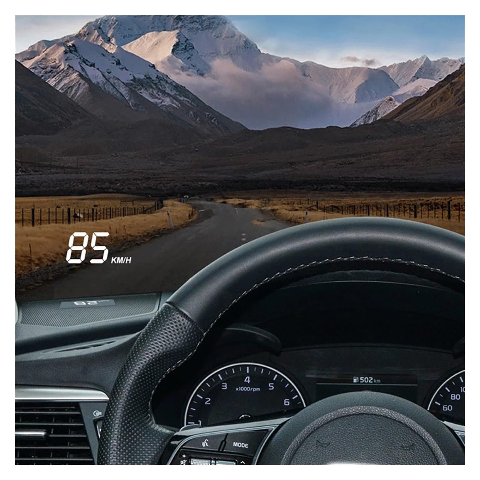 Auto HUD Proyector De Coche Alarma Head Up Display Velocímetro Parabrisas(MPH rotational)