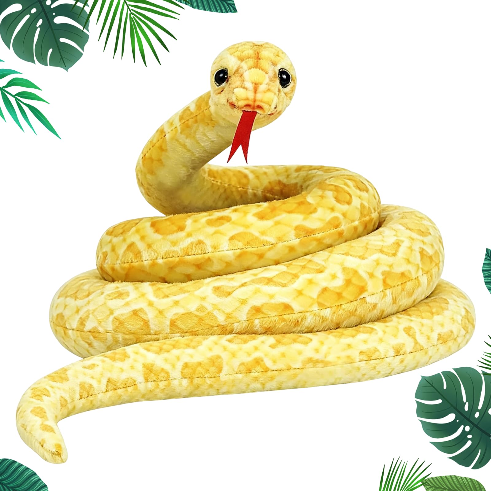 ZPSCXQ Toy Snake, Realistic Cotton for Children, Soft Stuffed Snake 3D, Realistic Fake Snake for Halloween Parties and Prank Props, Play Toy for Children and Adults (Yellow)