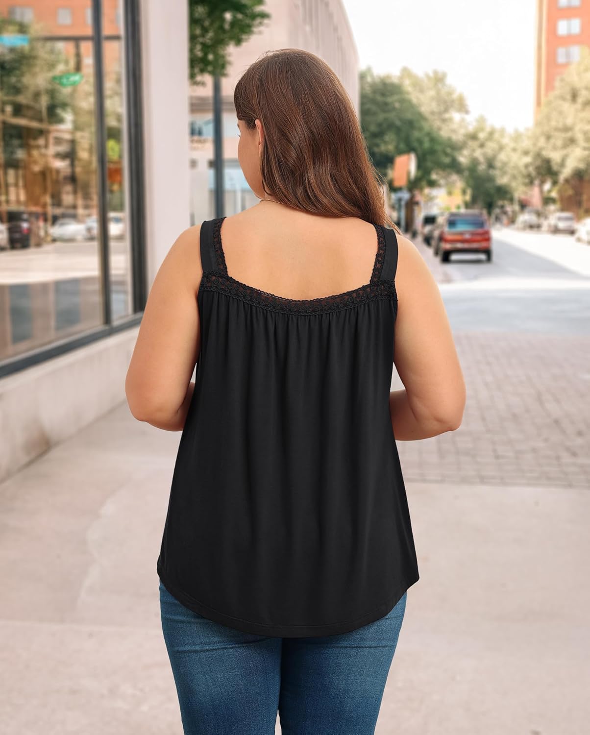 TIANZHU Plus Size Tank Tops for Women Sleeveless Loose Fit Camisole Summer Lace Cute Outfits XL-5XL - Image 4