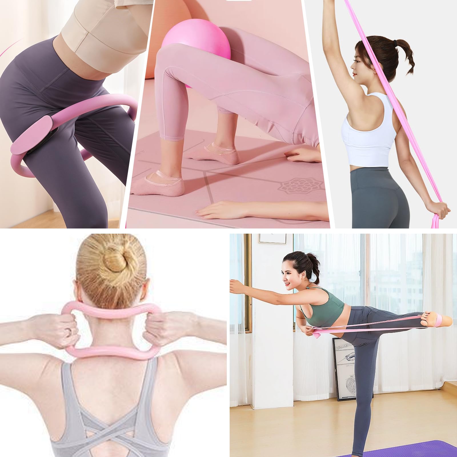 Pilates Essential Kit 8Pcs Kit Pilates Completo x Casa Set Pilates Donna Attrezzi per Domestiche per La Palestra Familiare