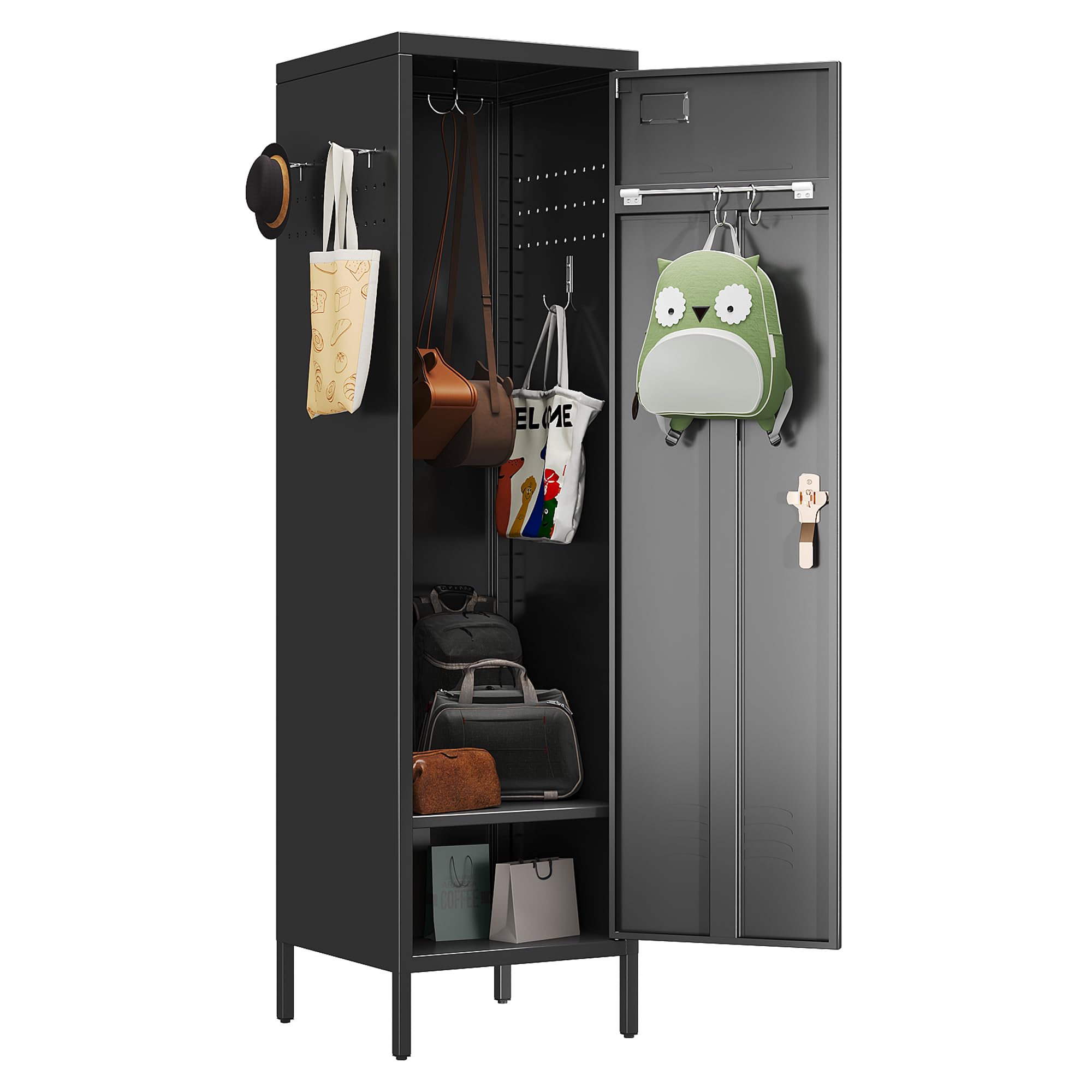 Amazon.com: SUPEER 1-Door Metal Locker with Lock, Pegboard, Hooks