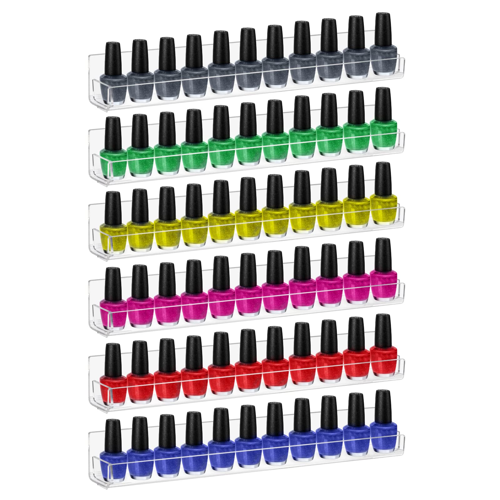 Dezzer Esmalte de Uñas de Acrílico Estante,6 Piezas de Esmalte de Uñas Claro Organizador de Pared,Esmalte de Uñas de Acrílico Organizador,Esmalte de Uñas Organizador de Pared para 90 Botellas