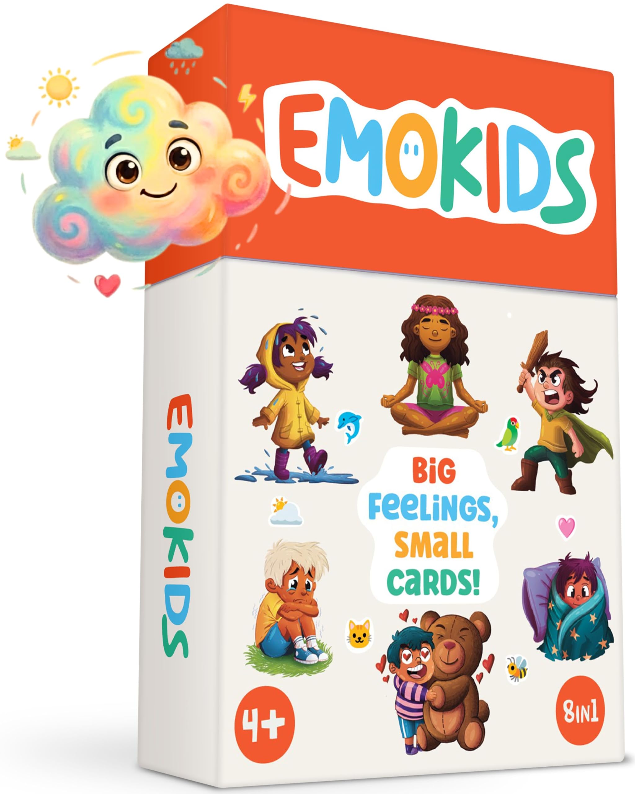 Oh Happy Games - EmoKids - Emotions Card Game for Children Ages 4-10 - 56 Double-Sided Cards + 8 Game Modes - Montessori Feelings & Emotional Intelligence - Educational Gift