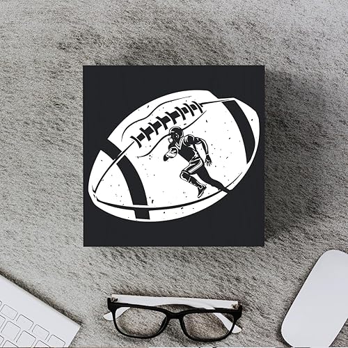 Miniatura 4 de Cartel de madera para jugador de fútbol con diseño divertido de jugador de fútbol, caja de madera negra, arte rústico, decoración de escritorio, 5 x