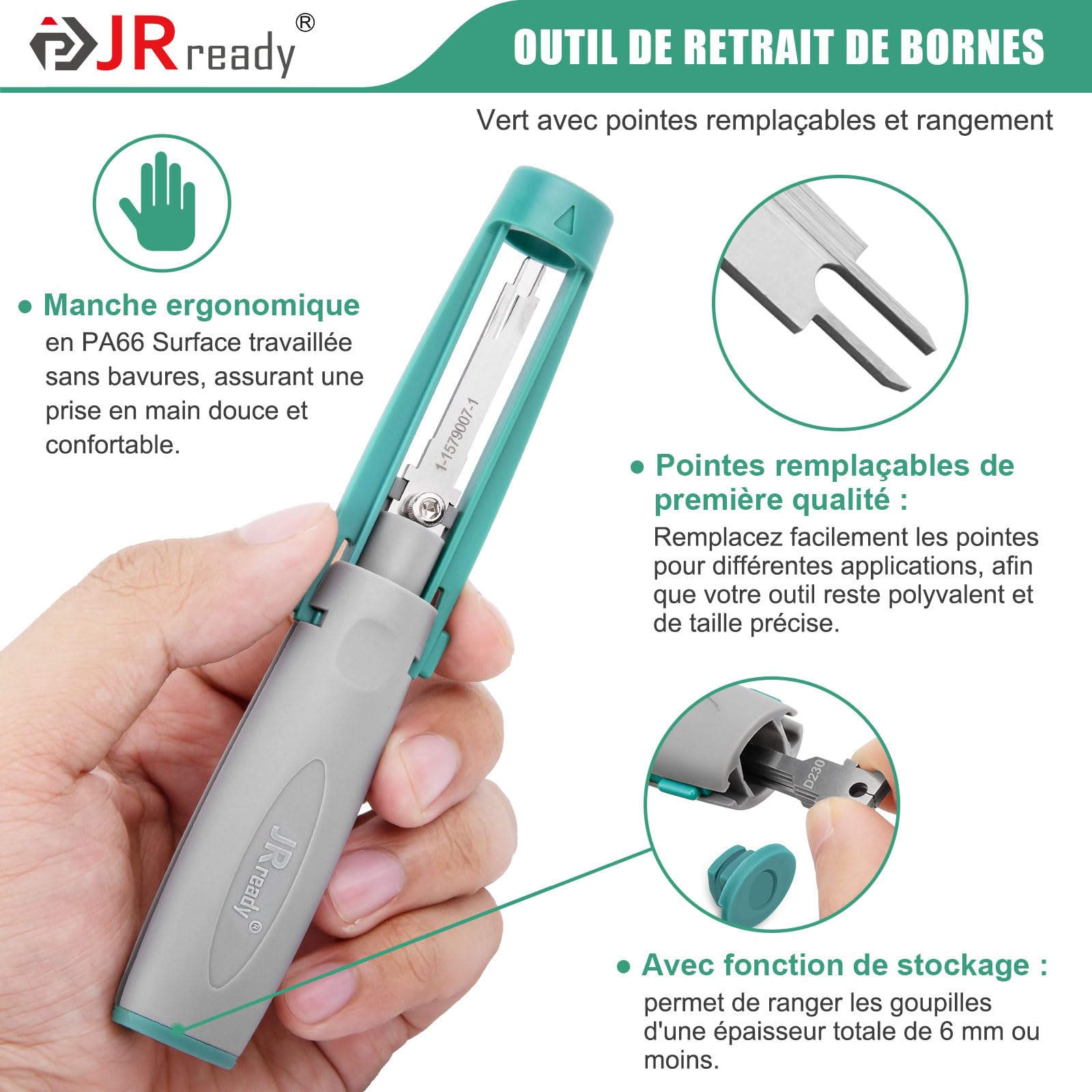 JRready JRconDRK24A20-02 Extracteurs de Broches, Auto Terminals Enlèvement Outil Kit Extracteur de Cosses Connecteur pour le transport ferroviaire, pour les connecteurs Han D/WAIN/Harting/Weather-Pack