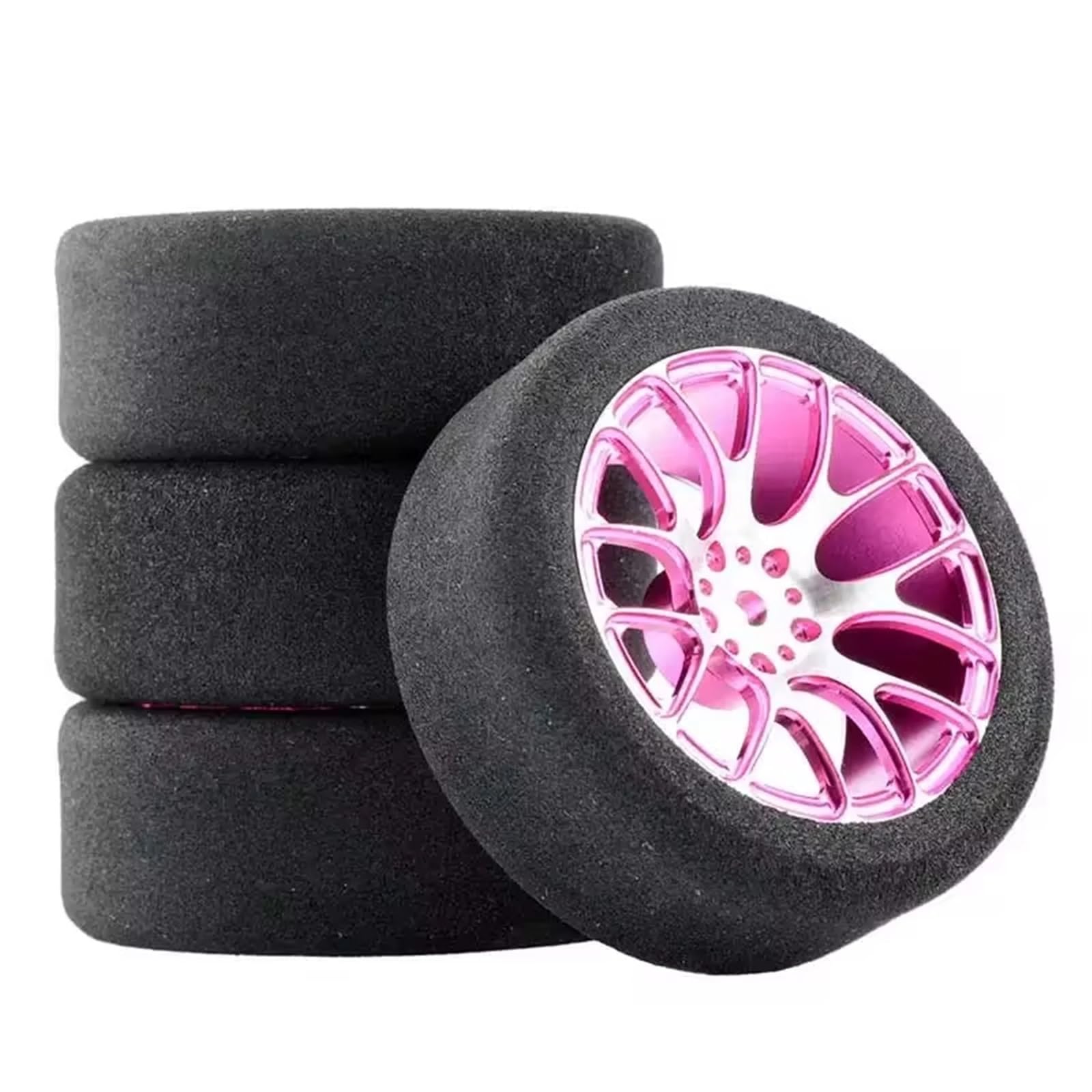 Neumático RC Compatible con Wltoys 144001 124016 124017 124018 124019 104001 4 Piezas De 68 Mm De Espuma para Neumáticos De Coche RC(Pink)